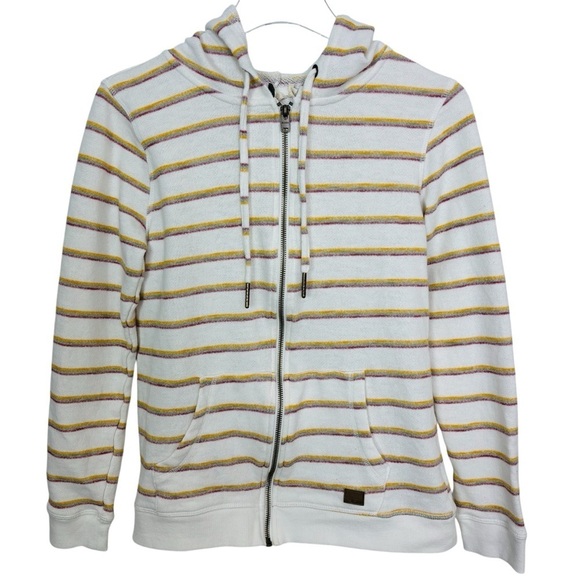 Roxy Striped Zip-up Hooded Sweatshirt Size Medium - Picture 1 of 12